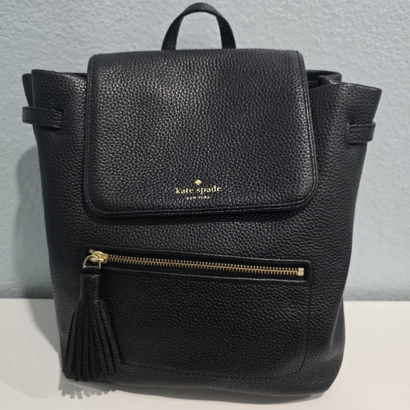 kate spade Handbags - Kate Spade Black Pebbled Leather Backpack Bag.